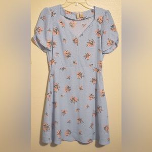 Light Blue Pink Floral Dress
